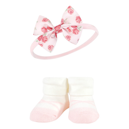 Hudson Baby Headband and Socks Giftset, Blush Rose