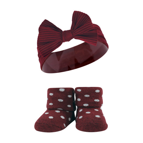 Hudson Baby Headband and Socks Giftset, Burgundy Orange