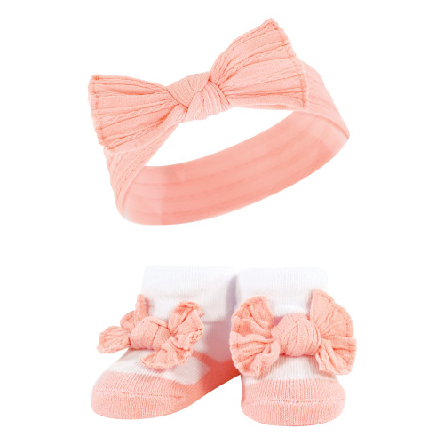 Hudson Baby Headband and Socks Giftset, Burgundy Teal