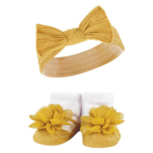 Hudson Baby Headband and Socks Giftset, Blush Navy