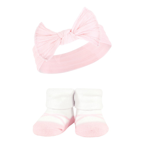 Hudson Baby Headband and Socks Giftset, Pink Taupe