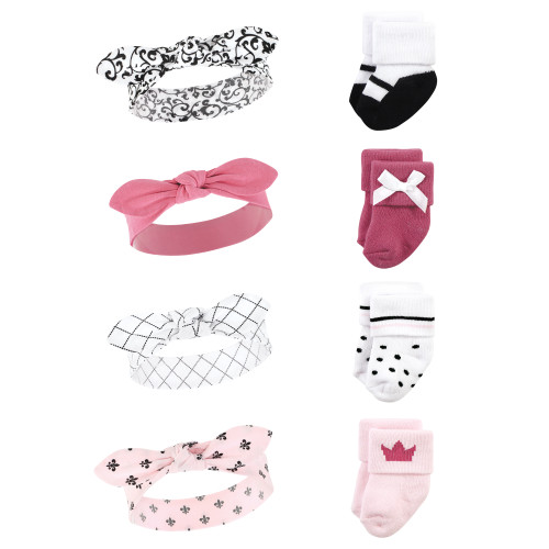 Hudson Baby Headband and Socks Set, Princess 8-Piece
