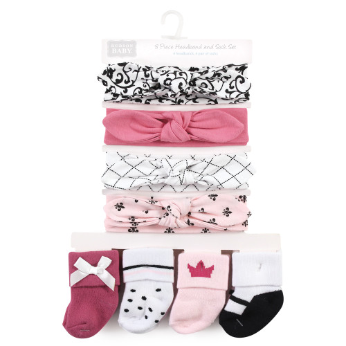 Hudson Baby Headband and Socks Set, Princess 8-Piece