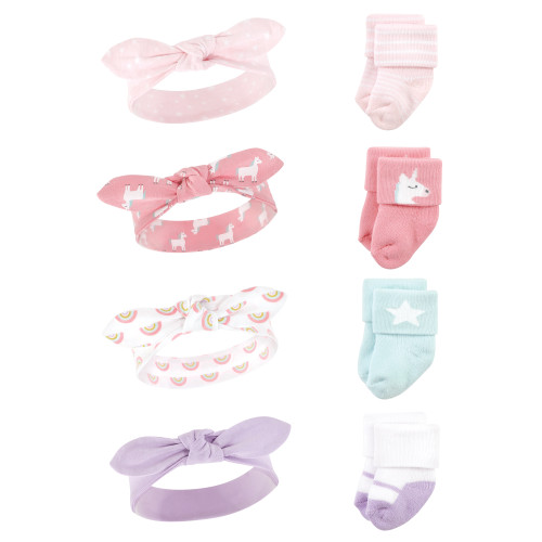 Hudson Baby Infant Girls Headband and Socks Set, Unicorn