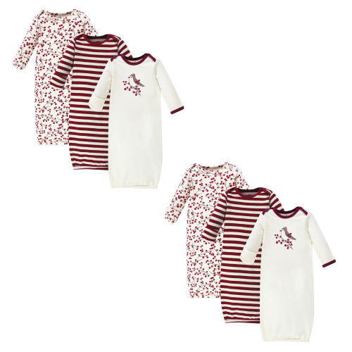 Touched By Nature Organic Cotton Gowns, Berry Branch 6-Piece