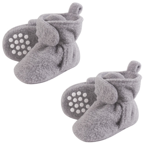 Luvable Friends Cozy Fleece Booties, Heather Gray 2-Piece