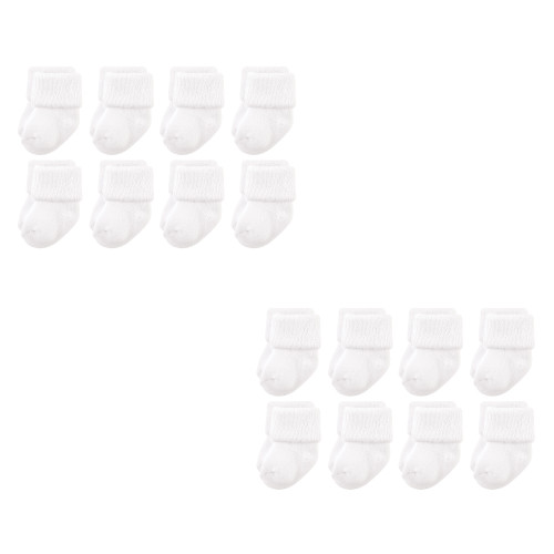Luvable Friends Newborn and Baby Terry Socks, White 16-Piece