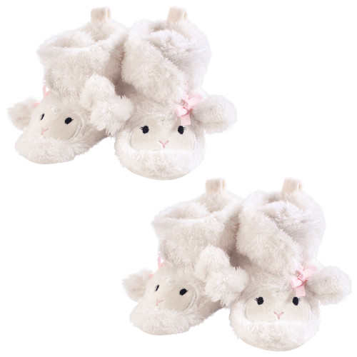Hudson Baby Cozy Fleece and Sherpa Booties, Girl Lamb 2-Piece