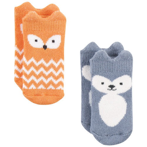 Hudson Baby Cotton Rich Newborn and Terry Socks, Multicolor Boy Woodland