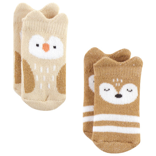 Hudson Baby Cotton Rich Newborn and Terry Socks, Multicolor Boy Woodland