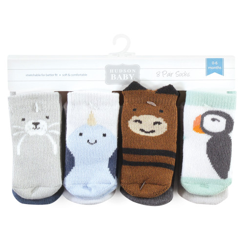 Hudson Baby Cotton Rich Newborn and Terry Socks, Arctic Animals