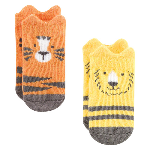Hudson Baby Cotton Rich Newborn and Terry Socks, Zoo Animals