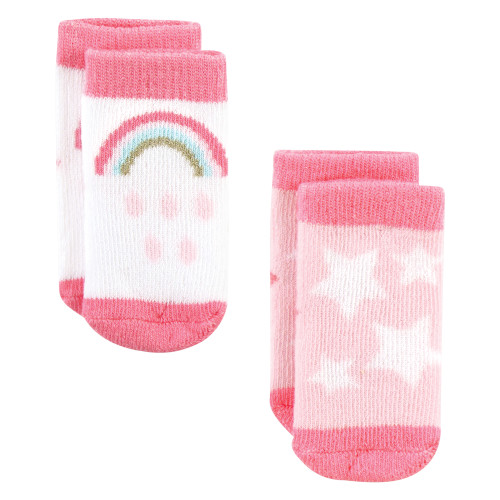 Hudson Baby Cotton Rich Newborn and Terry Socks, Multicolor Unicorn