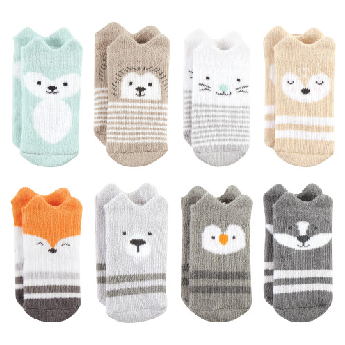 Hudson Baby Unisex Baby Cotton Rich Newborn and Terry Socks, Neutral Woodland