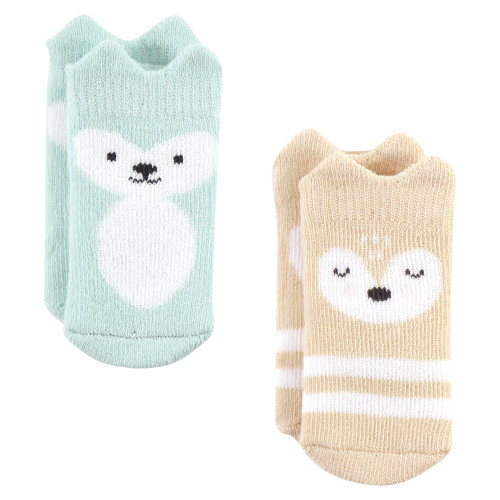 Hudson Baby Cotton Rich Newborn and Terry Socks, Neutral Woodland