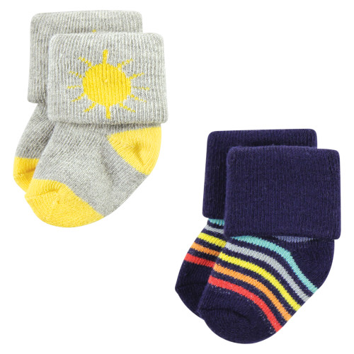 Hudson Baby Cotton Rich Newborn and Terry Socks, Solar System