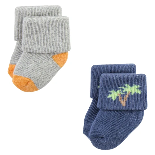 Hudson Baby Cotton Rich Newborn and Terry Socks, Surf Dude