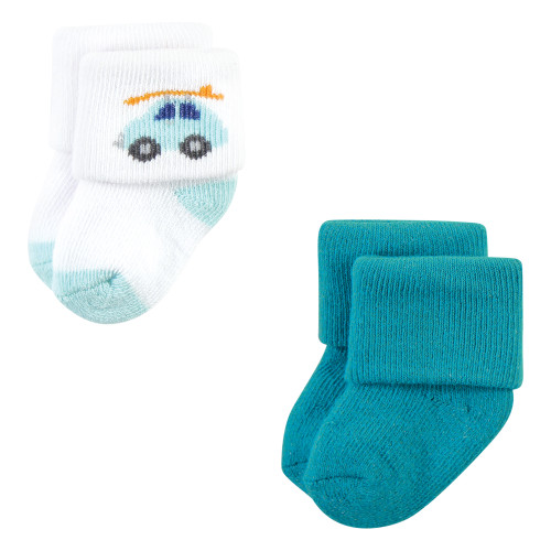 Hudson Baby Cotton Rich Newborn and Terry Socks, Surf Dude