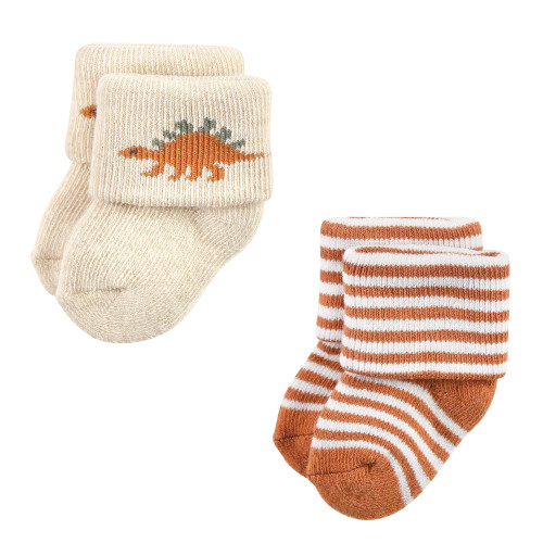 Hudson Baby Cotton Rich Newborn and Terry Socks, Dinosaur Explorer
