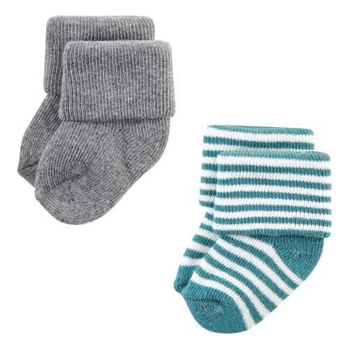 Hudson Baby Cotton Rich Newborn and Terry Socks, Dark Earth Tone Stripes