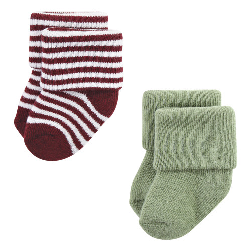 Hudson Baby Cotton Rich Newborn and Terry Socks, Dark Earth Tone Stripes