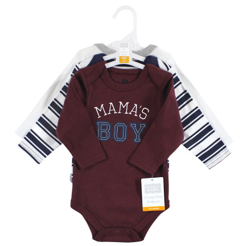 Hudson Baby Cotton Long-Sleeve Bodysuits, Mamas Boy