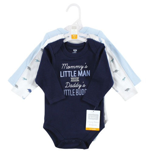Hudson Baby Cotton Long-Sleeve Bodysuits, Newest Family Member