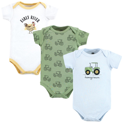 Hudson Baby Unisex Baby Cotton Bodysuits, Tractor