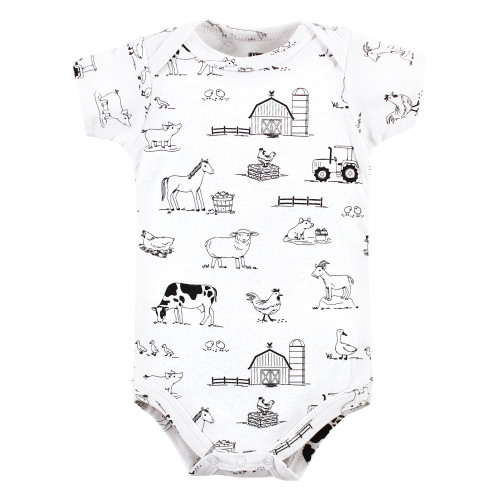 Hudson Baby Cotton Bodysuits, Farm Friends