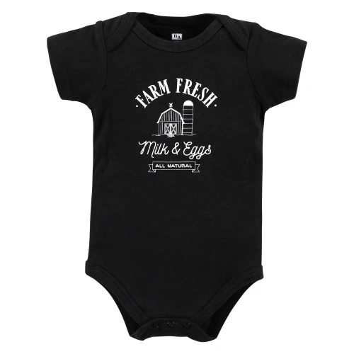 Hudson Baby Cotton Bodysuits, Farm Friends
