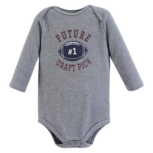 Hudson Baby Cotton Long-Sleeve Bodysuits, Blue Football