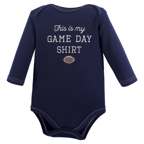 Hudson Baby Cotton Long-Sleeve Bodysuits, Blue Football