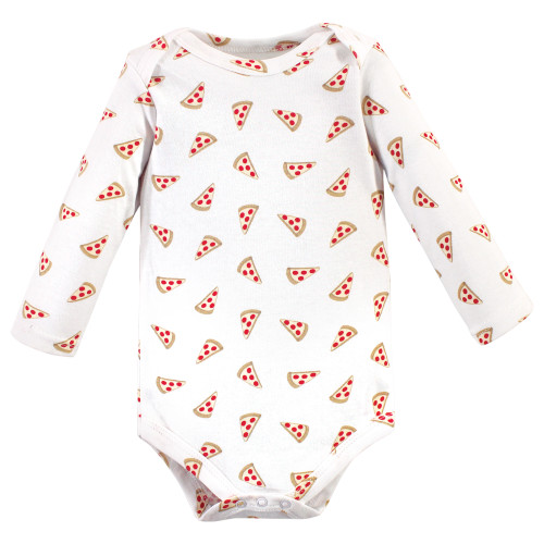 Hudson Baby Cotton Long-Sleeve Bodysuits, Pizza 3-Pack