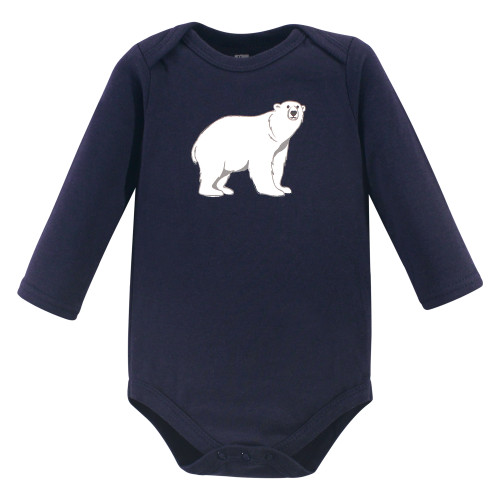 Hudson Baby Cotton Long-Sleeve Bodysuits, Polar Bear 3-Pack
