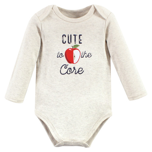Hudson Baby Cotton Long-Sleeve Bodysuits, Red Apple