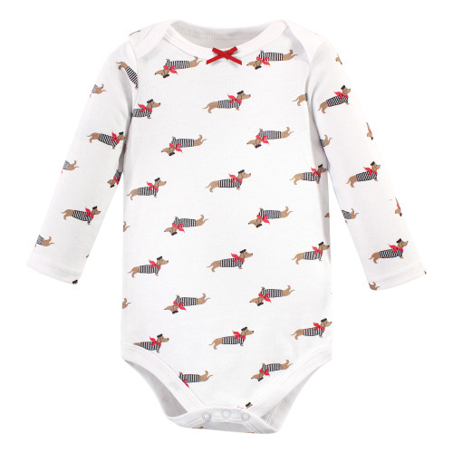 Hudson Baby Cotton Long-Sleeve Bodysuits, Bonjour Dachshund