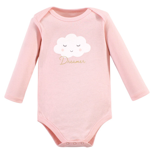 Hudson Baby Cotton Long-Sleeve Bodysuits, Pink Dreamer