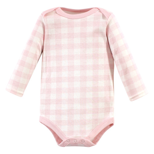 Hudson Baby Cotton Long-Sleeve Bodysuits, Pink Enchanted Forest