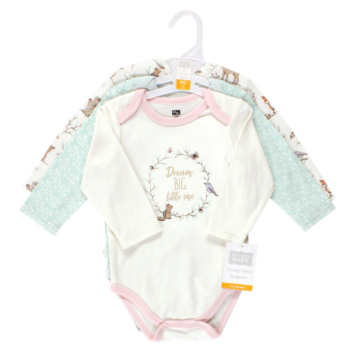 Hudson Baby Cotton Long-Sleeve Bodysuits, Enchanted Forest Dream