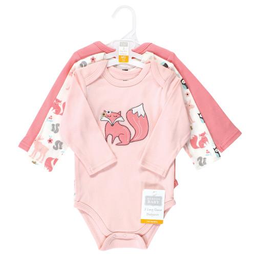 Hudson Baby Cotton Long-Sleeve Bodysuits, Orest Girl