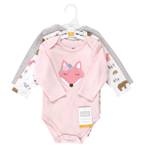 Hudson Baby Cotton Long-Sleeve Bodysuits, Girl Fox 3-Pack