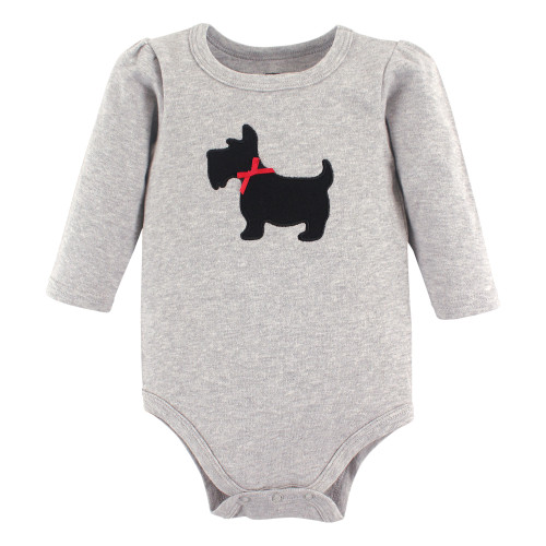 Hudson Baby Cotton Long-Sleeve Bodysuits, Scottie Dog 3-Pack
