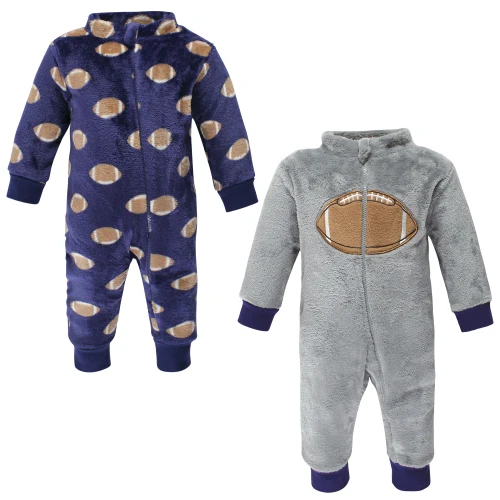 Hudson Baby Plush Jumpsuits, Gray Football