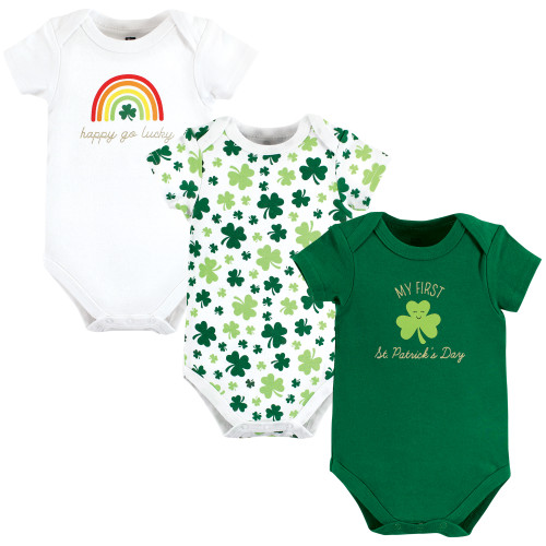 Hudson Baby Infant Girl Cotton Bodysuits, St Patricks Rainbow