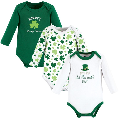 Hudson Baby Cotton Long-Sleeve Bodysuits, Lucky Charm