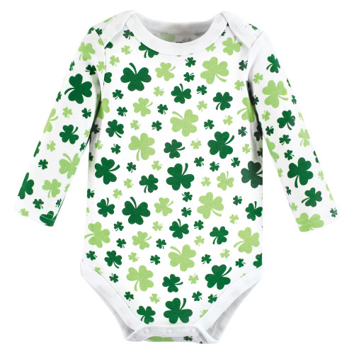 Hudson Baby Cotton Long-Sleeve Bodysuits, Lucky Charm