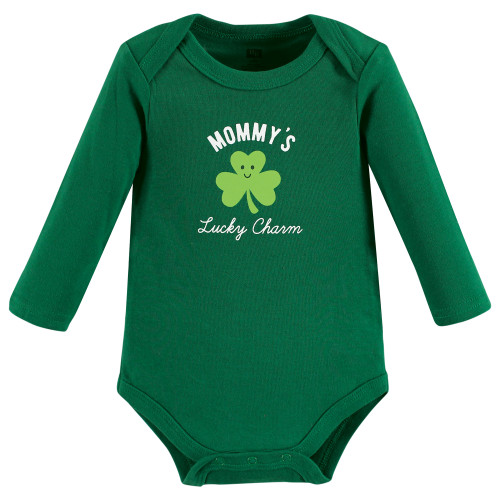 Hudson Baby Cotton Long-Sleeve Bodysuits, Lucky Charm