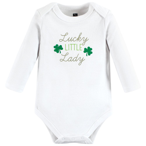 Hudson Baby Cotton Long-Sleeve Bodysuits, Lucky Lady