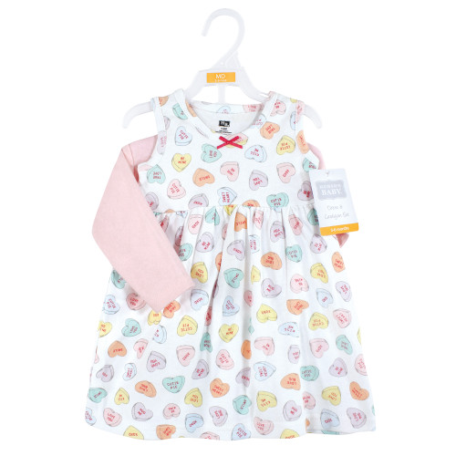 Hudson Baby Cotton Dress and Cardigan Set, Be Mine Valentine