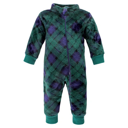 Hudson Baby Plush Jumpsuits, Navy Snowflake